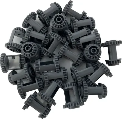 A pile of grey LEGO Technic differential gears.