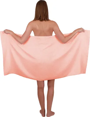 Produktbild von Betz Duschtuch Badetuch Duschtücher Set Palermo 100% Baumwolle Handtuch Strandlaken Größe 70 x 140 cm Farbe apricot
