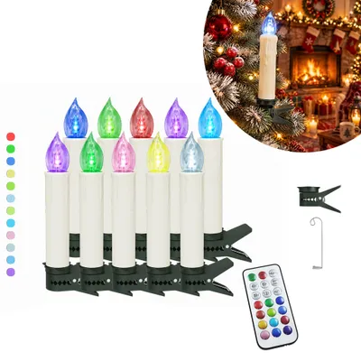 Obrázek produktu pro XINZI 40 LED vánočních světýlek na stromek, bezplamenné, barevné, bez baterií, s dálkovým ovládáním a časovačem, včetně klipů a háčků, vánoční dekorace a party