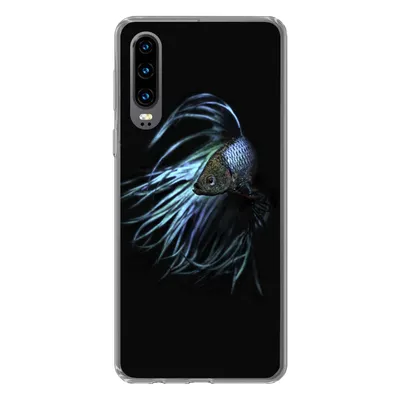 Produktbild von MuchoWow® Handyhülle Schutzhülle Hülle für Huawei P30 Fisch - Schwanz - Schwarz Silikon Softcase Handy Hülle - Kartenbesitzer