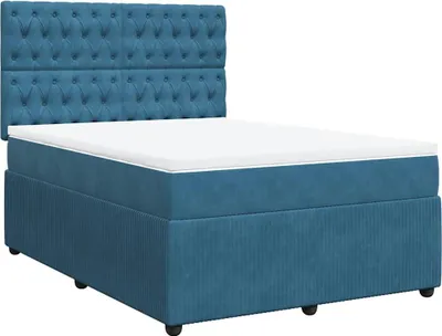 Produktbild von vidaXL Boxspringbett mit Matratze Dunkelblau 140x190 cm Samt