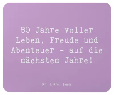 Produktbild von Mr. & Mrs. Panda Mauspad Spruch 80. Geburtstag Abenteuer - Lavendeltraum - Geschenk, besonderes Ereignis, computer mousepad, Mouse Pad, mousematte, Erlebnisse, Optimismus