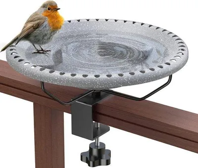 Produktbild von Famanu Vogelbad für Balkonreling - Modernes Design, wetterfest - Grau