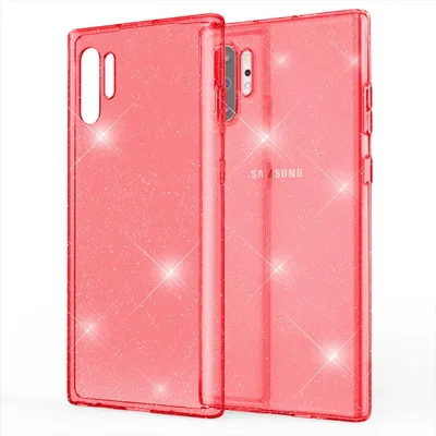 Produktbild von NALIA Glitzer Handyhülle für Samsung Galaxy Note10 Plus Hülle Silikon Handyhülle Rot