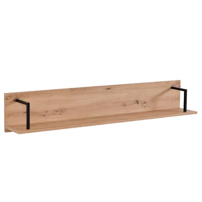 Image de Étagère murale Étagère suspendue Étagère bois Métal Noir Naturel Style Industriel Étagère de cuisine