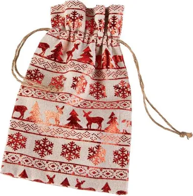 Obrázok produktu pre Vianočný vrecúško červené/biele – z textilu – cca 20 x 13 cm