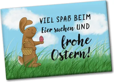 Produktbild von Eier suchen und frohe Ostern Souvenir Souvenir Magnet mit Spruch und Osterhase