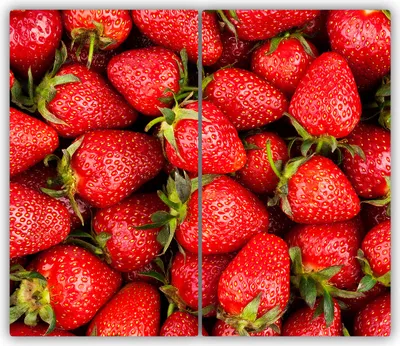Produktbild von Tulup Glas-Herdabdeckplatte - 2x30x52cm - Glaskeramikkochfeld-Abdeckung Spritzschutz Zweiteilig Erdbeeren