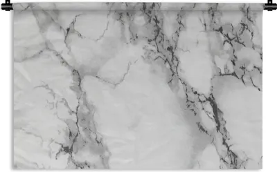 Produktbild von MuchoWow® Wandteppich Wandbehang Marmor - Stein - Weiß - Grau - Schwarz - Marmoroptik 60x40 cm Tapisserie Dekoration Wandtuch - Wanddekorationen