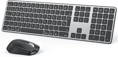 Productafbeelding van Toetsenbord- en muisset voor MacBook Air/Pro/iMac/iMac Pro/Mac mini, QWERTZ-indeling, muis is oplaadbaar, geschikt voor meerdere apparaten, ergonomisch ontwerp, stille toetsaanslag, Duitse lay-out