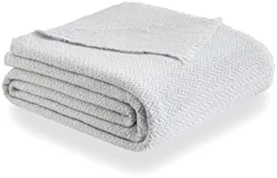 Produktbild von PolkaHome® Extra weiche Baumwolldecke – Tagesdecke, Couchdecke, 120 x 180 cm, Hellgrau, atmungsaktiv