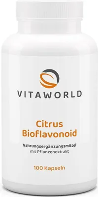 Produktbild von Vitaworld Citrus Bioflavonoid | 100 Kapseln | 465 mg Hesperidin pro Kapsel | aus Bitterorange | vegan