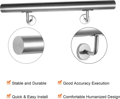Immagine prodotto di VINGO corrimano in acciaio inox 150 cm corrimano a parete corrimano a parete corrimano per scale balaustra corrimano per scale corrimano rotondo