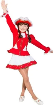 Produktbild von O665-164 Funkenkostüm Kinder-Mädchen rot-weiß mit Goldborte Gr.164