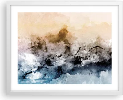 Produktbild von Gerahmtes Poster - Weißer Rahmen - Abstraktion Wolken Berge - 50x40 cm - Wand Bild - Wanddeko - Wandbilder - Kunstposter - Wandposter - Bilderrahmen - Bilder - Kunstdruck - P2WAA50x40-4894
