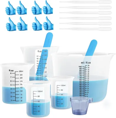 Immagine prodotto di Set di misurini in silicone, da 1000 ml a 100 ml, riutilizzabili, per la cucina