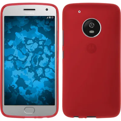 Produktbild von PhoneNatic Case kompatibel mit Lenovo Moto G5 Plus - rot Silikon Hülle matt + 2 Schutzfolien