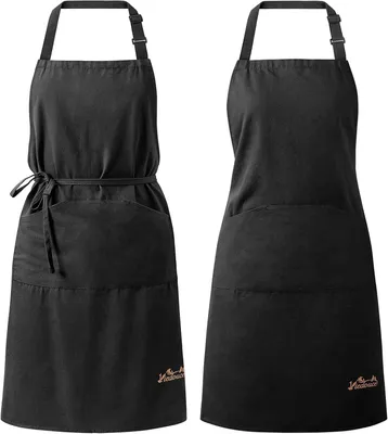 Produktbild von 2-Pack Wasserdichte Küchenschürzen, Verstellbar, Schwarz, Für Kochen und Grillen