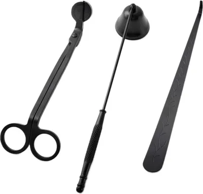 Image de Extincteur de bougie 3 en 1 Set d'accessoires pour bougie Candle Wick Trimmer Candle Wick Dipper Candle Care Tools Geschenk - Schwarz