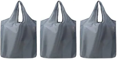 Image de Ibenzoa® : Lot de 3 sacs de courses pliables, en polyester 210T – légers, résistants à l'eau, lavables, dimensions 40 x 38 x 10 cm (pliés : 10 x 4 cm), poignées ergonomiques, capacité de charge de 20 kg