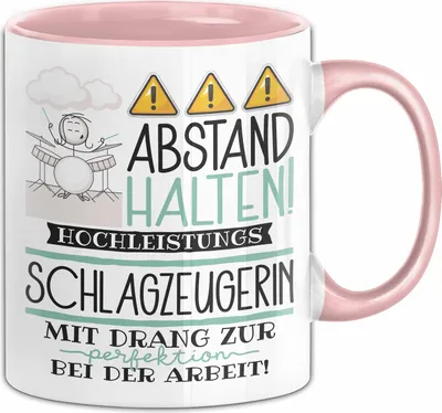 Produktbild von Schlagzeugerin Tasse Geschenk Lustig Abstand Halten Hochleistungs-Schlagzeugerin Mit Drang Zur Perfektion Bei Der Arbeit (Rosa)
