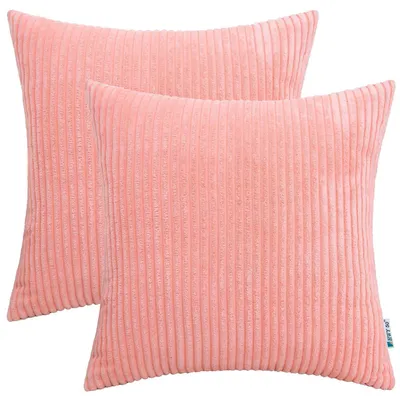 Obrázok produktu pre Poťahy na vankúše 45 x 45 cm, korálová ružová farba, 2 kusy, dekoratívne, veľmi jemné, so skrytým zipsom