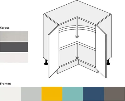 Produktbild von Unterschrank NAPOLI D12/90 mit Topfkarussell weiß / RAL 7039 quarzgrau Hochglanz