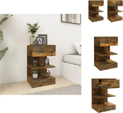 Image de vidaXL Tables de chevet 2 pcs. Chêne fumé 40x35x65 cm Bois composite - Tables de chevet