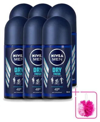Immagine prodotto di 6 deodoranti roll-on NIVEA MEN Dry Fresh, 50 ml - confezione risparmio - 6 pezzi