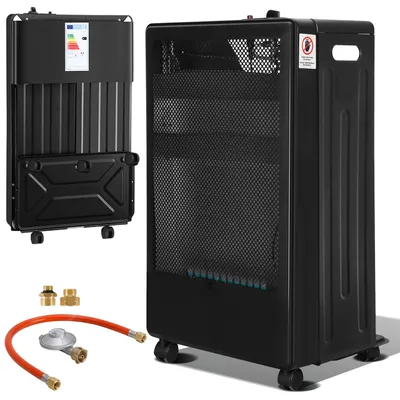 Zdjęcie produktu dla Eikuavons Blue Flame – piec gazowy o mocy 3800W, 2 stopnie mocy, system automatycznego dopasowania mocy (ODS), zapłon piezoelektryczny, 5 kółek, w zestawie 2 adaptery do gniazdek elektrycznych typu EU