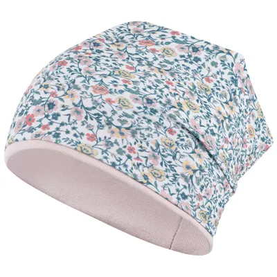 Produktbild von Mädchen Mütze Übergangsmütze Beanie Blumen, Gr. 50-52, Grün-Puderrosa