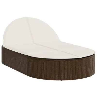 Produktbild von vidaXL Doppel-Sonnenliege mit Auflagen Braun Poly Rattan