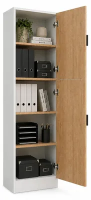 Produktbild von VCM Mehrzweckschrank mit 2 Drehtüren, 52 x 183 x 30 cm, Wohnzimmerschrank, Büroschrank und Aufbewahrungsschrank mit 5 Fächer - Dilos