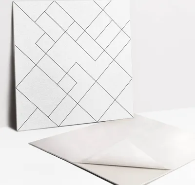 Produktbild von Fliesenaufkleber Set für Bad und Küche - 9 Fliesen Selbstklebend PVC - 30 x 30 - Minimalistische Quadrate