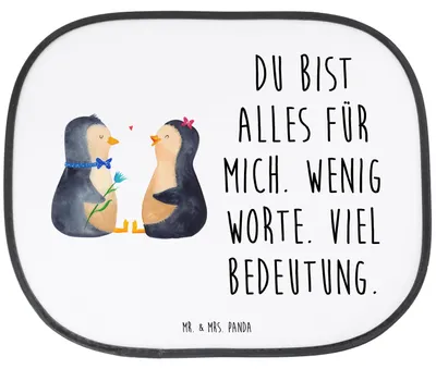 Produktbild von Mr. & Mrs. Panda Sonnenschutz Auto Pinguin Pärchen - Weiß - Geschenk, Sonnenblende, Hochzeit, Liebe, Hitzeschutz, Kfz