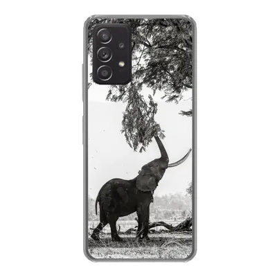 Produktbild von MuchoWow® Handyhülle Schutzhülle Hülle für Samsung galaxy a73 Elefant - Baum - Tiere - Schwarz und weiß Silikon Softcase Handy Hülle - Handyhülle