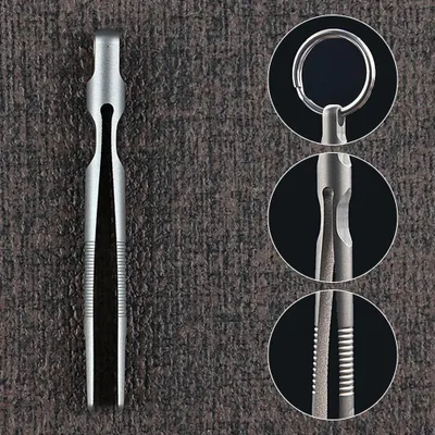 Produktbild von Pinzette mit rutschfestem Griff – Mini-Pinzette – Tragbar – Schlüsselanhänger – Leicht – Edelstahl – 59 mm lang – Pinzette