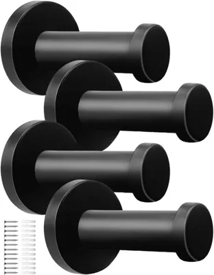 Produktbild von 8er Set Garderobenhaken Edelstahl schwarz matt | 50 mm Handtuchhaken