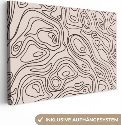 Obrázok produktu pre OneMillionCanvasses® - Obrazy na plátne - 150x100 cm, Umenie - Línie - Béžová - Čierna, Nástenné umenie Print Wall Decor - Fotografia na plátne - Obraz na drevenom ráme