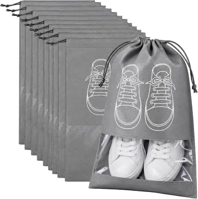 Imagen del producto de Bolsas transparentes para zapatos, 10 unidades, con cordón, ideales para viajes