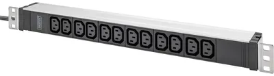 Produktbild von DIGITUS Steckdosenleiste mit Aluminiumprofil, 12-fach, 2 m Zuleitung Schutzkontaktstecker