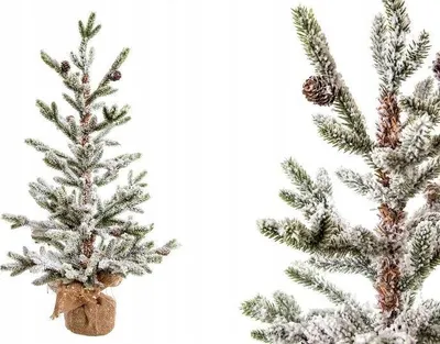 Zdjęcie produktu dla Choinka ośnieżona w jucie z szyszkami H60 DEcodomi