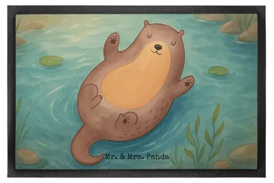 Produktbild von Mr. & Mrs. Panda Schmutzmatte Otter Umarmen Design 50 x 75 cm - Weiß - Geschenk, hausmatte, glücklich, Hallo, Gummimatte, Schmutzfangmatte, Bodenvorleger, Seeotter See