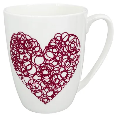 Obrázek produktu pro Porcelánový hrnek Luna Heart B, 350 ml, bílý/červený