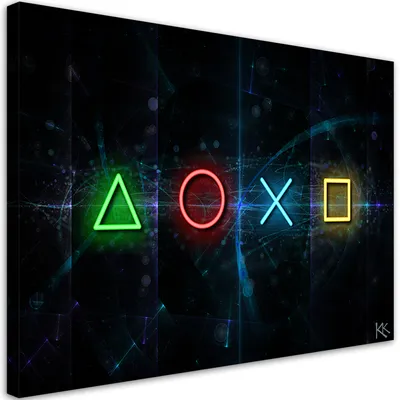 Produktbild von Leinwandbild Controller-Tasten 90x60 Feeby Blau bild für die wand bereit zum aufhängen