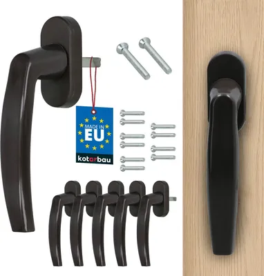 Produktbild von KOTARBAU® 5er Set Fenstergriff Balkontürgriff Druckknöpfe PVC 35 mm Braun Terassentürgriff Universal Einfacher Einbau Wetterfestes Material