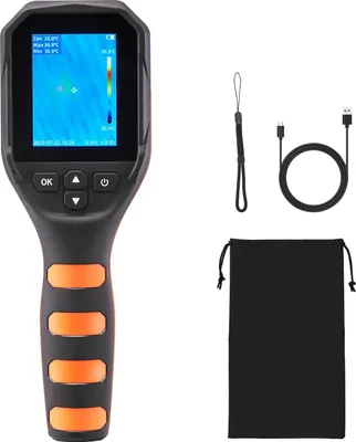 Zdjęcie produktu dla Ręczna kamera termowizyjna SucceBuy, rozdzielczość 320 x 240 TISR, z kamerą wizualną 2 MP, rozdzielczość 256 x 192 IR, częstotliwość odświeżania 25 Hz, zakres temperatur od -20 °C do 450 °C, 4 tryby obrazu i 6 palet kolorów