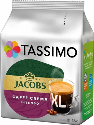 Immagine prodotto di Tassimo Jacobs Caffè Crema Intenso XL, Kaffee Kapsel, Kaffeekapsel, gemahlener Röstkaffee, 16 T-Discs