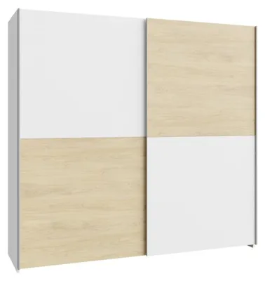 Image de Armoire Forte Möbel Schach und Matt 200, armoire à portes coulissantes avec 2 portes et étagères, aggloméré,Reproduction chêne Puccini avec blanc