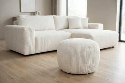 Produktbild von Boho L Sitzpouf Weiß – Moderner Hocker, Leichte Konstruktion & Stilvolles Design